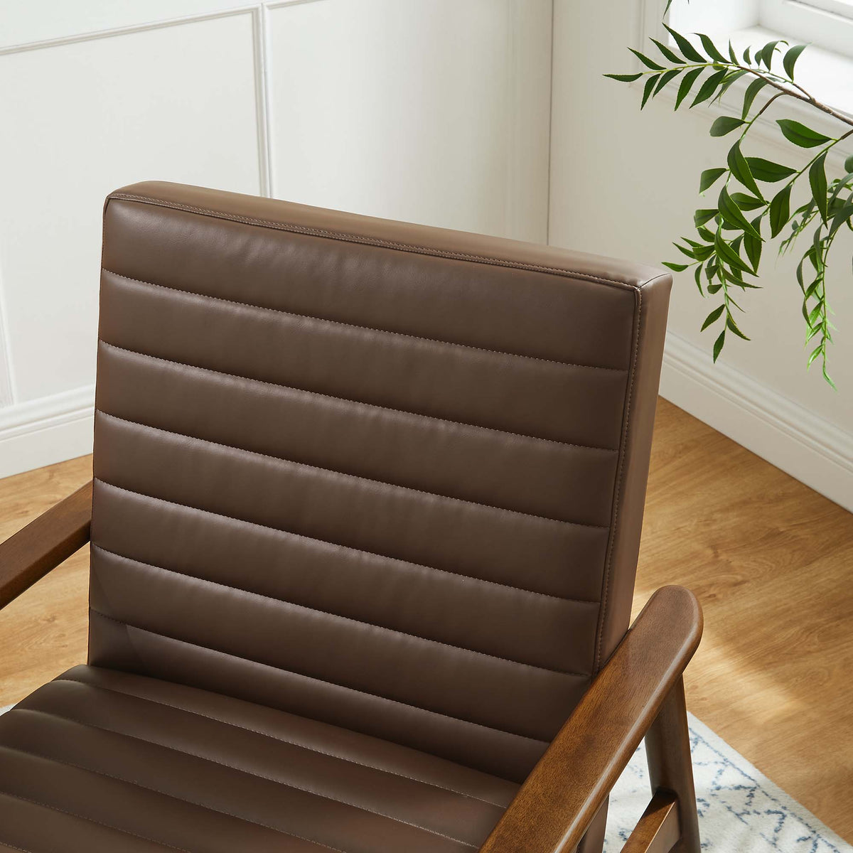Jensen Vegan Leather Accent Chair - Walnut Brown