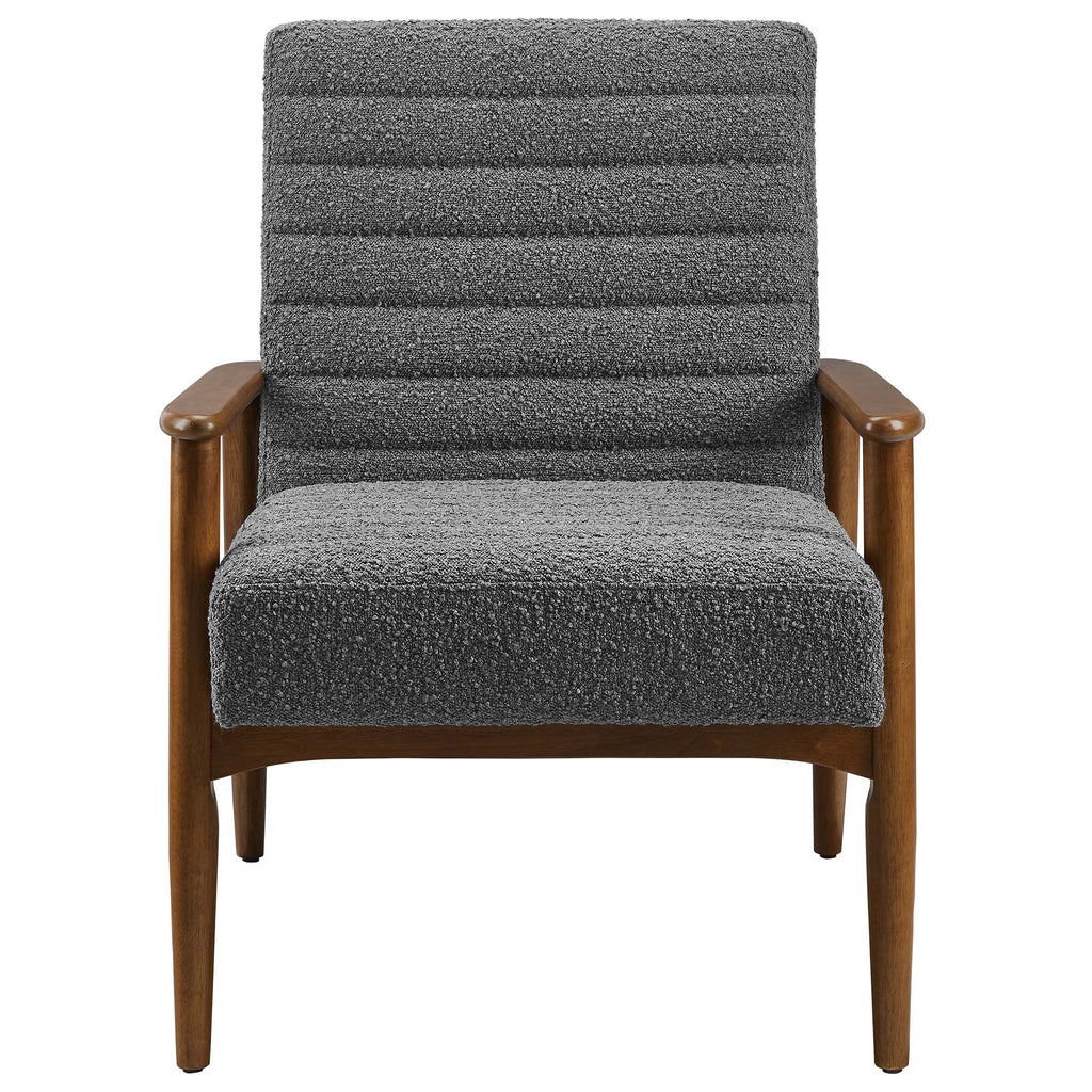 Jensen Boucle Fabric Accent Chair - Walnut Charcoal