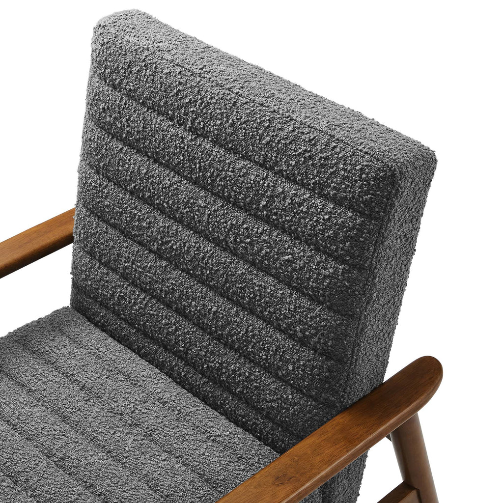 Jensen Boucle Fabric Accent Chair - Walnut Charcoal