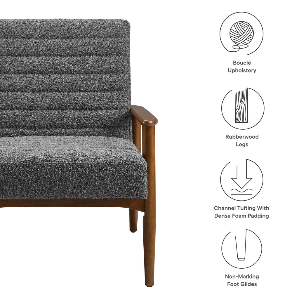 Jensen Boucle Fabric Accent Chair - Walnut Charcoal