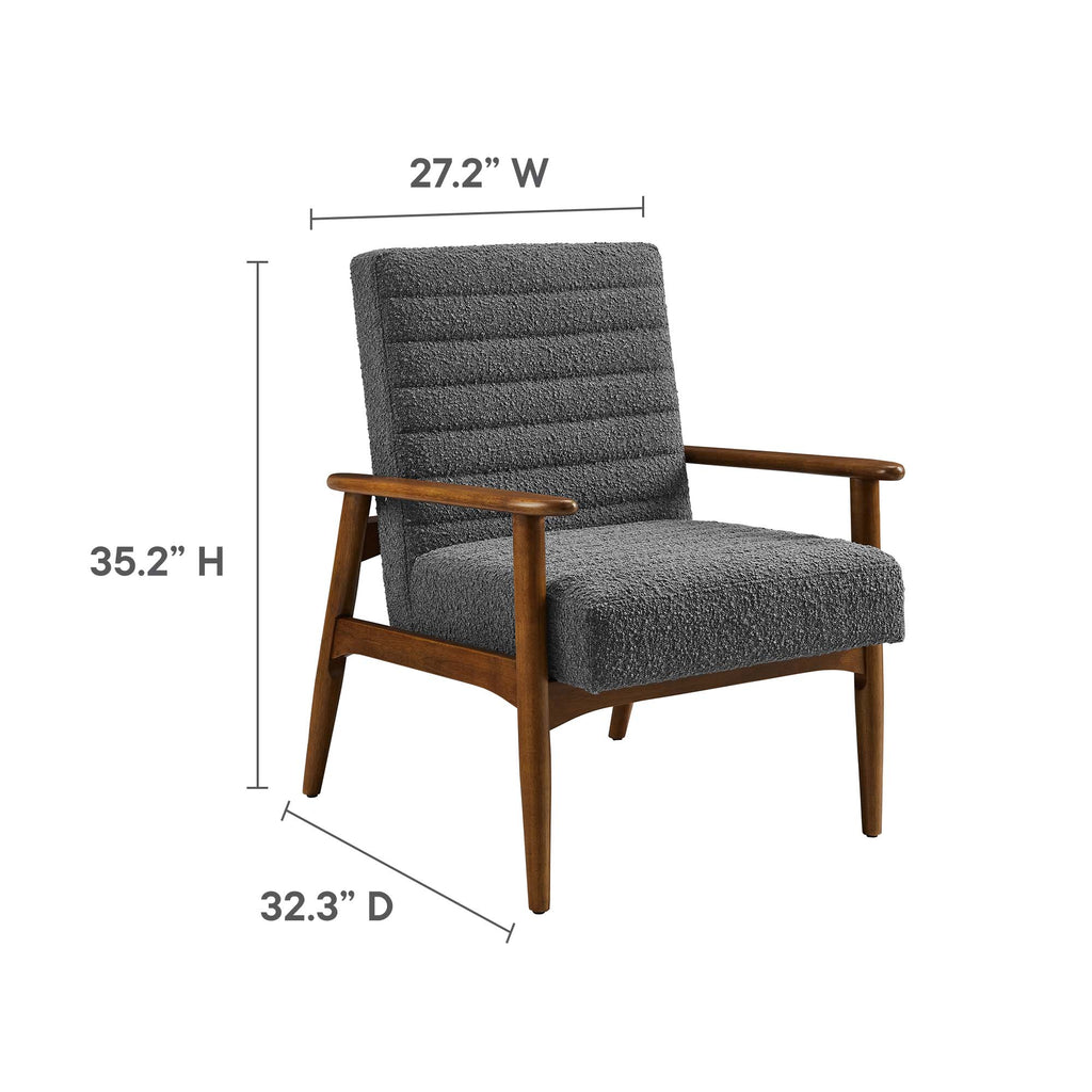 Jensen Boucle Fabric Accent Chair - Walnut Charcoal