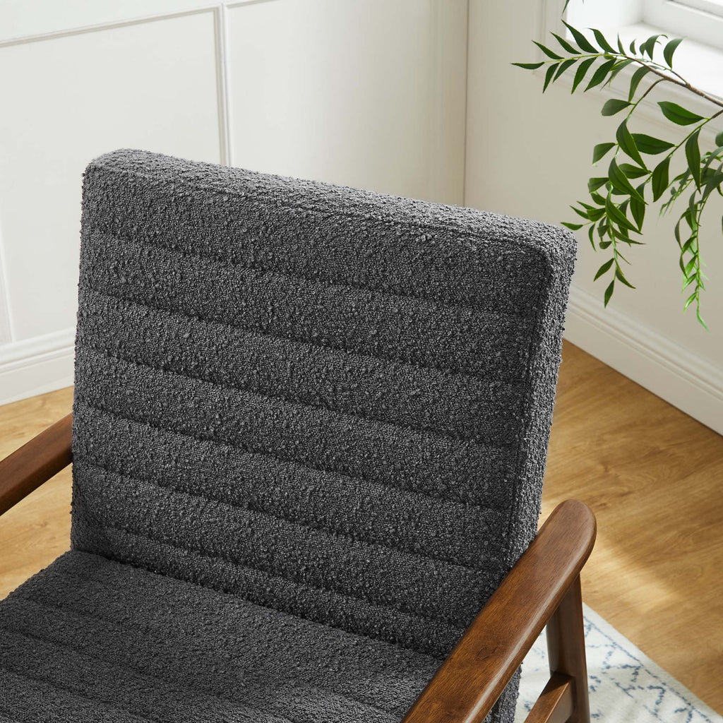 Jensen Boucle Fabric Accent Chair - Walnut Charcoal
