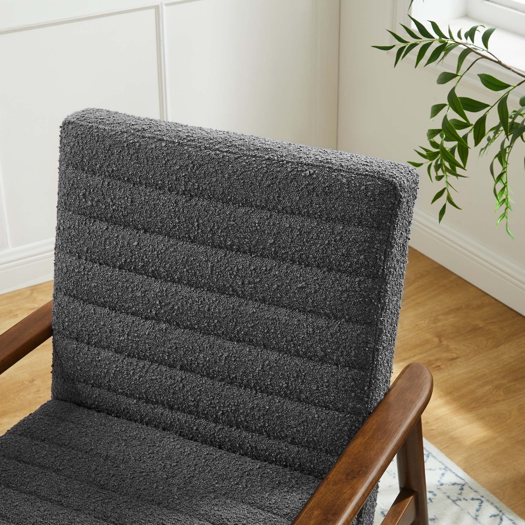 Jensen Boucle Fabric Accent Chair - Walnut Charcoal