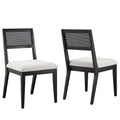 Nimba Faux Rattan Fabric Dining Chairs Set of 2 - Heathered Weave Light Gray