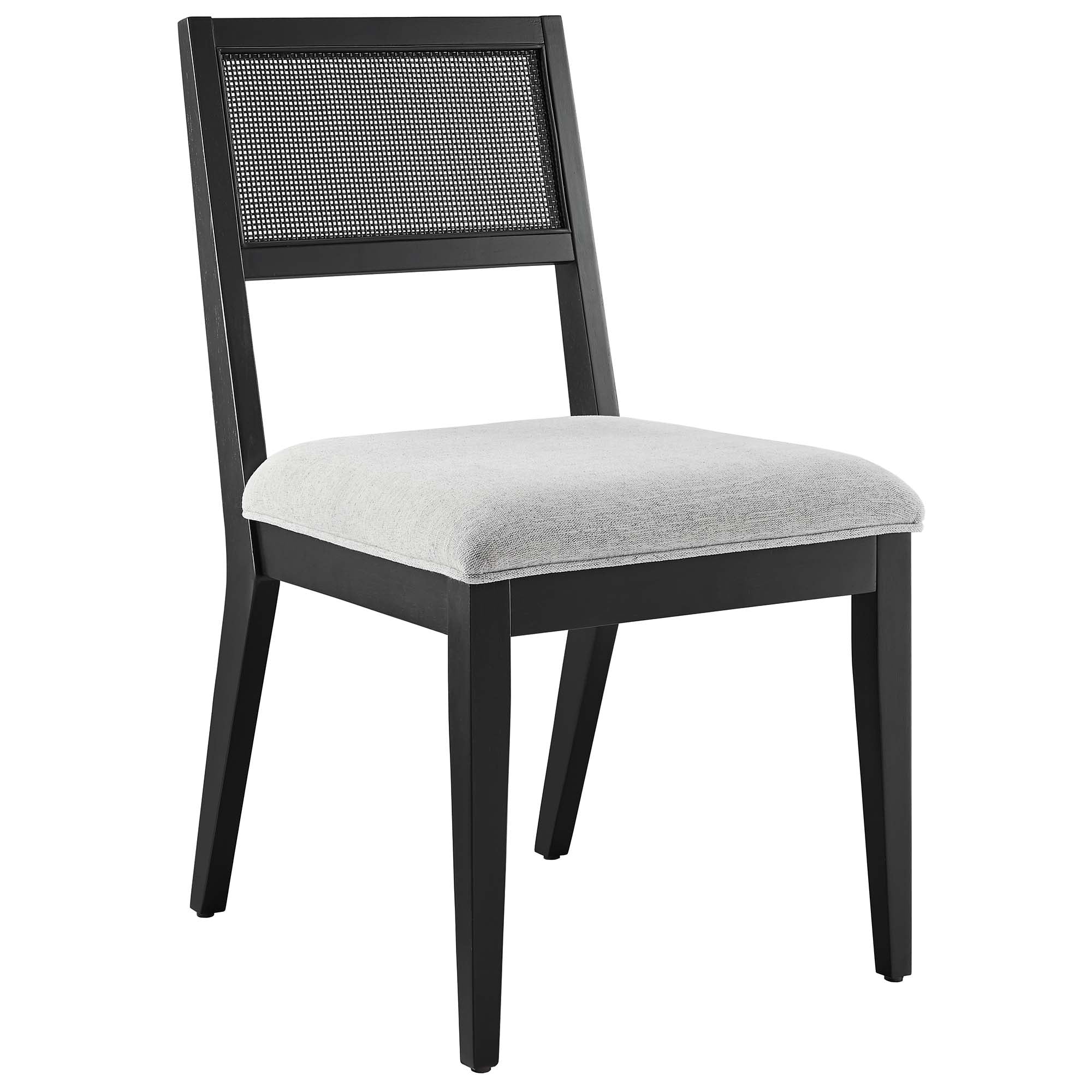 Nimba Faux Rattan Fabric Dining Chairs Set of 2 - Heathered Weave Light Gray