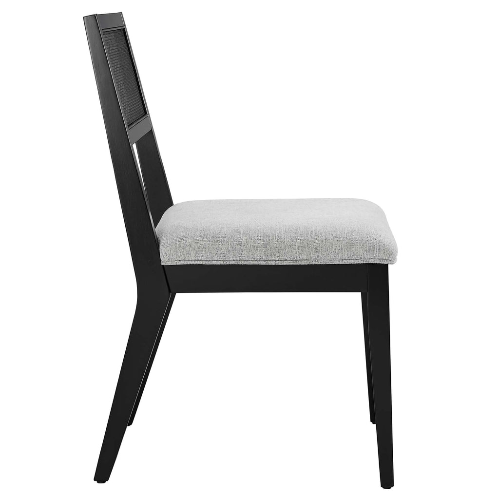 Nimba Faux Rattan Fabric Dining Chairs Set of 2 - Heathered Weave Light Gray