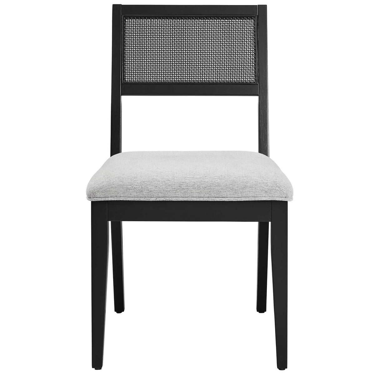 Nimba Faux Rattan Fabric Dining Chairs Set of 2 - Heathered Weave Light Gray