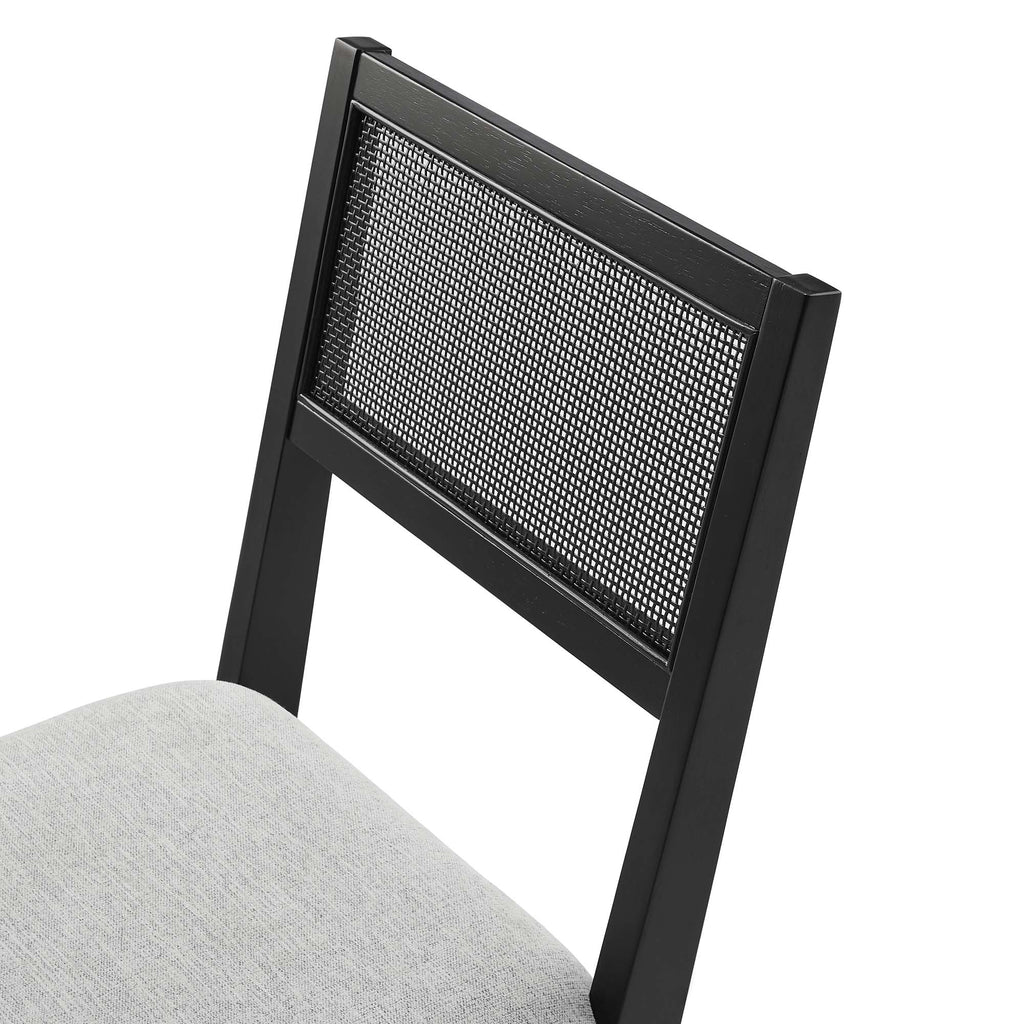 Nimba Faux Rattan Fabric Dining Chairs Set of 2 - Heathered Weave Light Gray