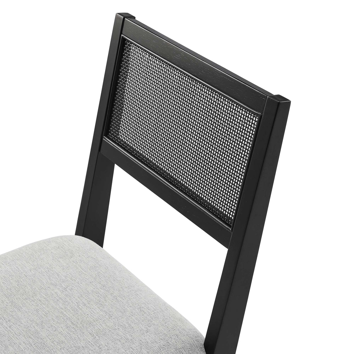 Nimba Faux Rattan Fabric Dining Chairs Set of 2 - Heathered Weave Light Gray