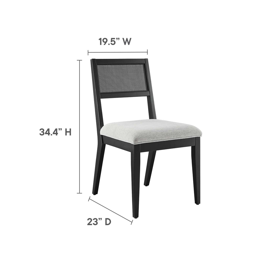Nimba Faux Rattan Fabric Dining Chairs Set of 2 - Heathered Weave Light Gray