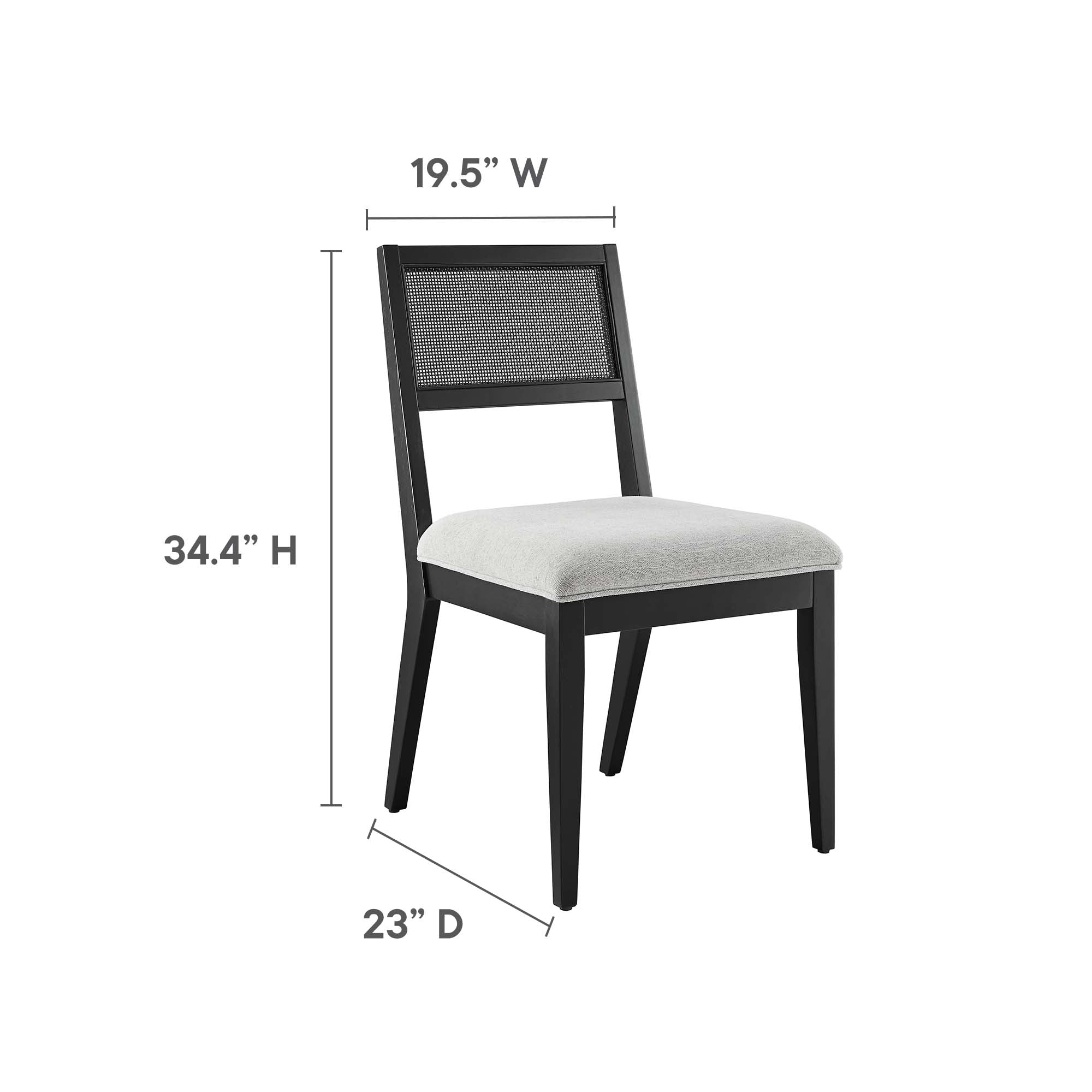 Nimba Faux Rattan Fabric Dining Chairs Set of 2 - Heathered Weave Light Gray