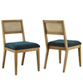 Nimba Faux Rattan Fabric Dining Chairs Set of 2 - Heathered Weave Azure