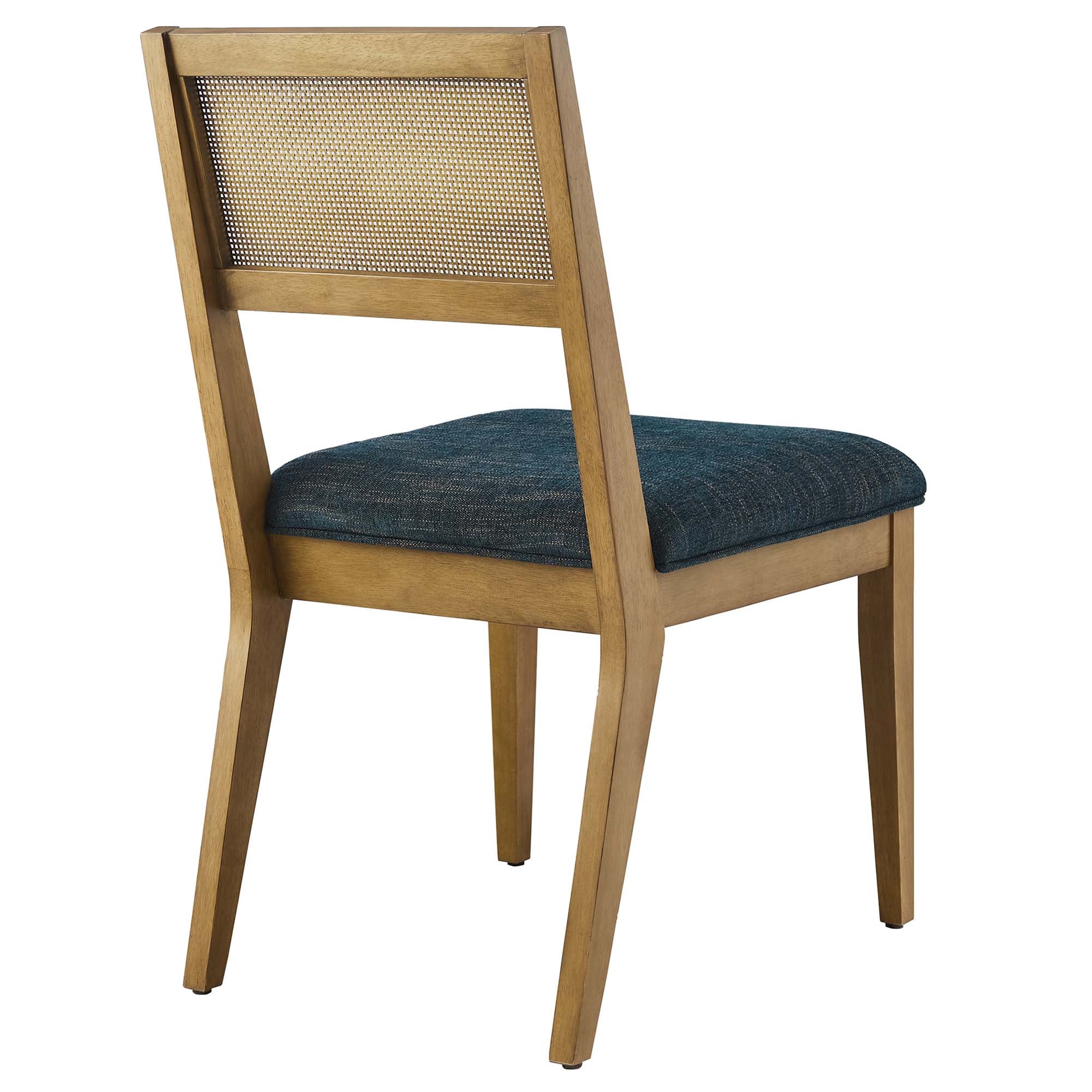 Nimba Faux Rattan Fabric Dining Chairs Set of 2 - Heathered Weave Azure