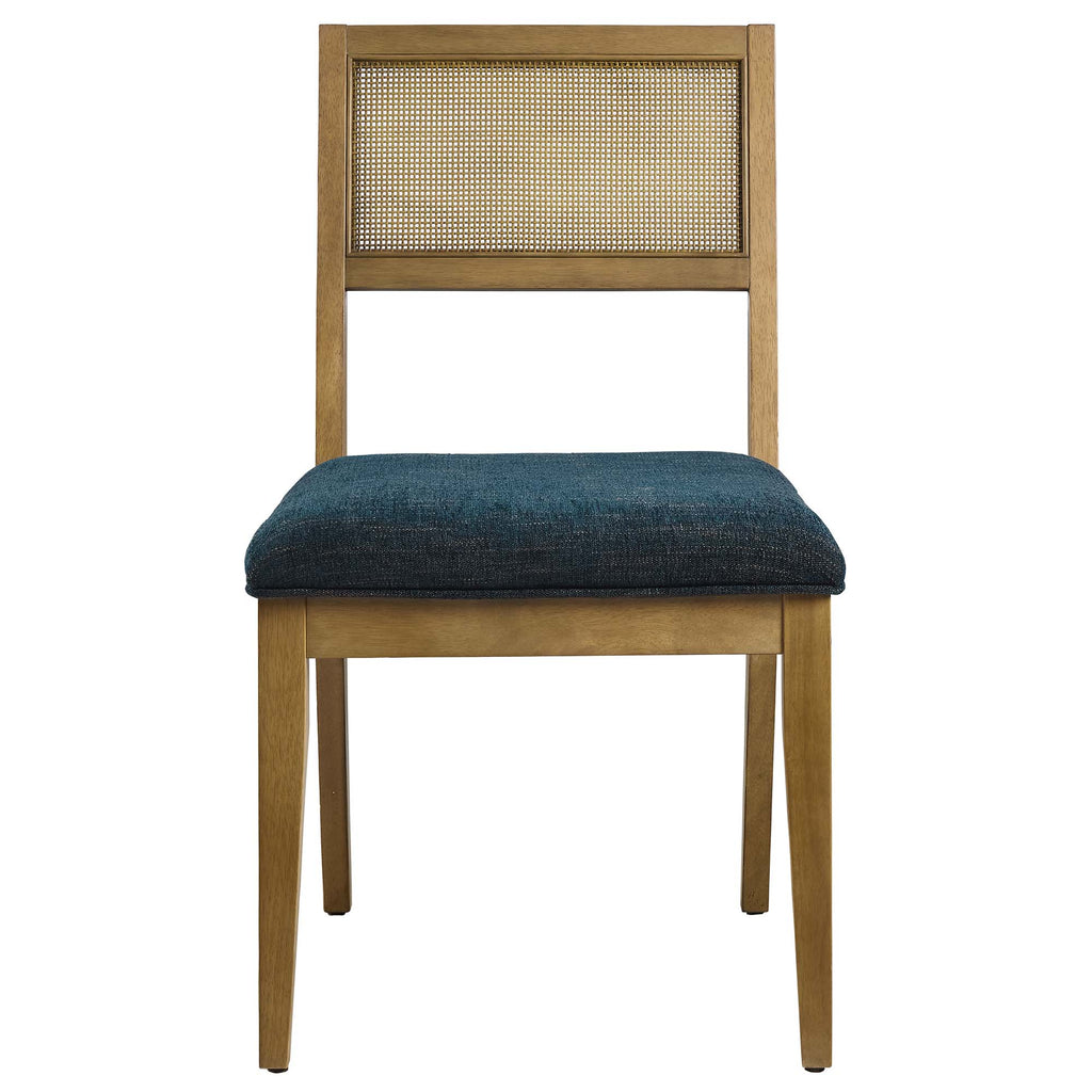 Nimba Faux Rattan Fabric Dining Chairs Set of 2 - Heathered Weave Azure