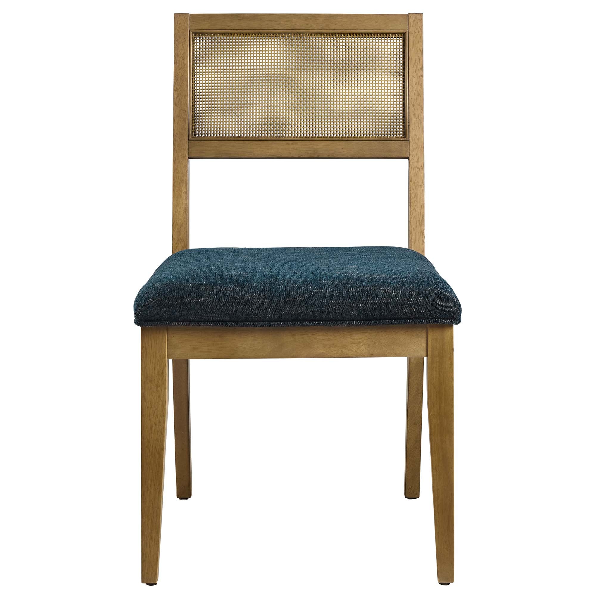 Nimba Faux Rattan Fabric Dining Chairs Set of 2 - Heathered Weave Azure