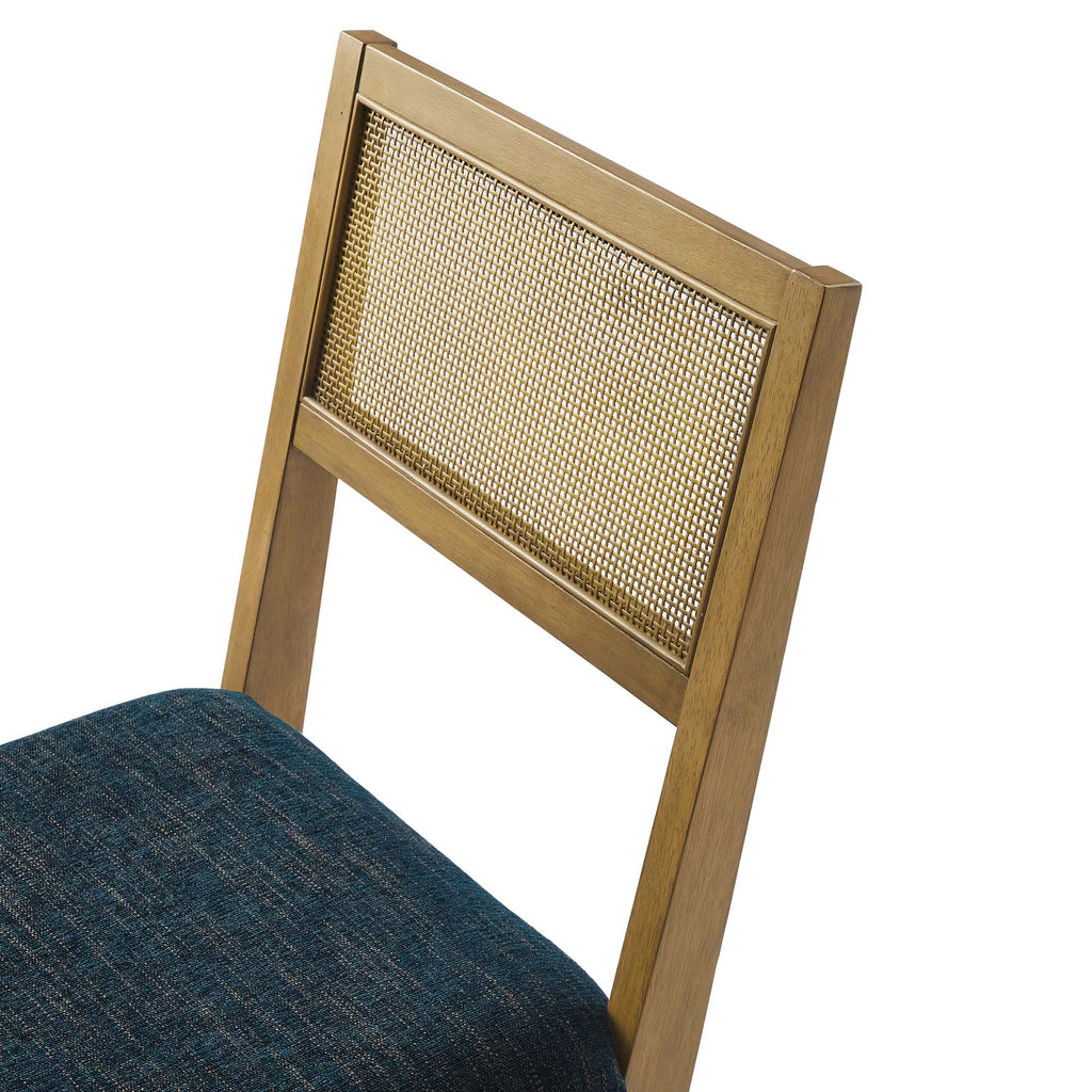 Nimba Faux Rattan Fabric Dining Chairs Set of 2 - Heathered Weave Azure