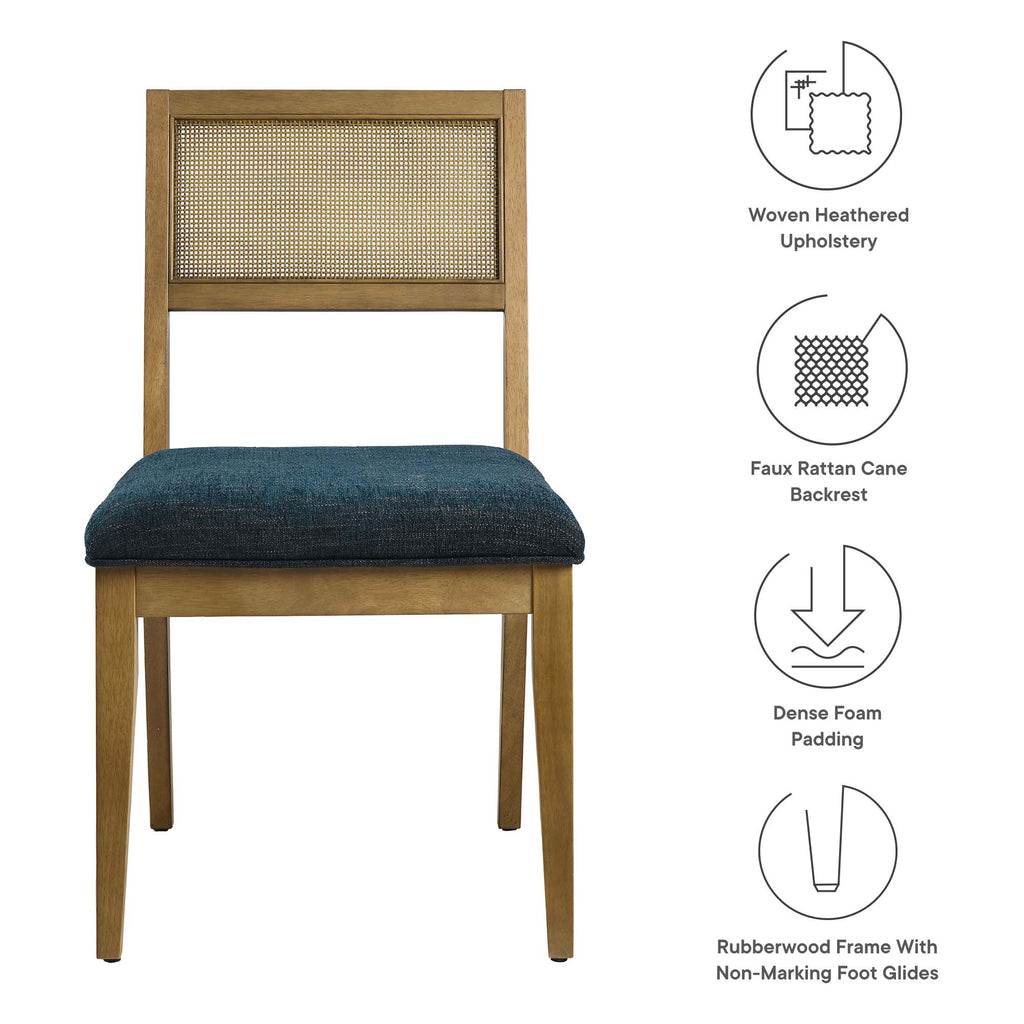 Nimba Faux Rattan Fabric Dining Chairs Set of 2 - Heathered Weave Azure