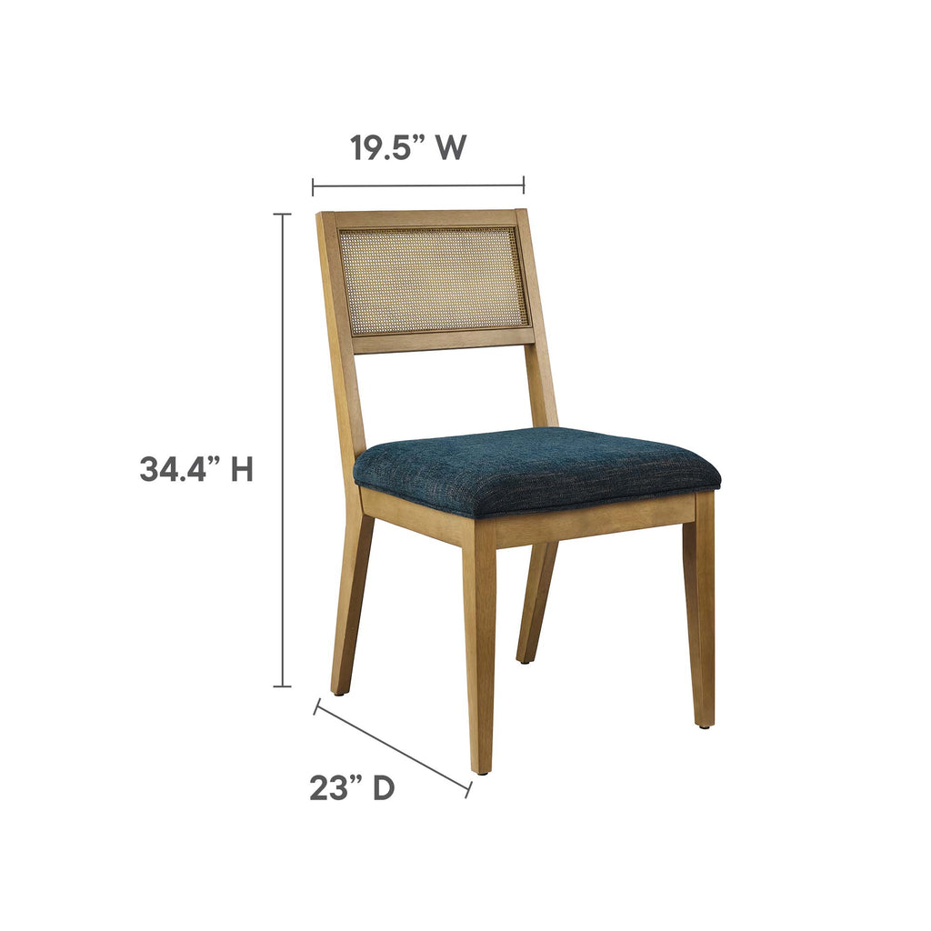 Nimba Faux Rattan Fabric Dining Chairs Set of 2 - Heathered Weave Azure