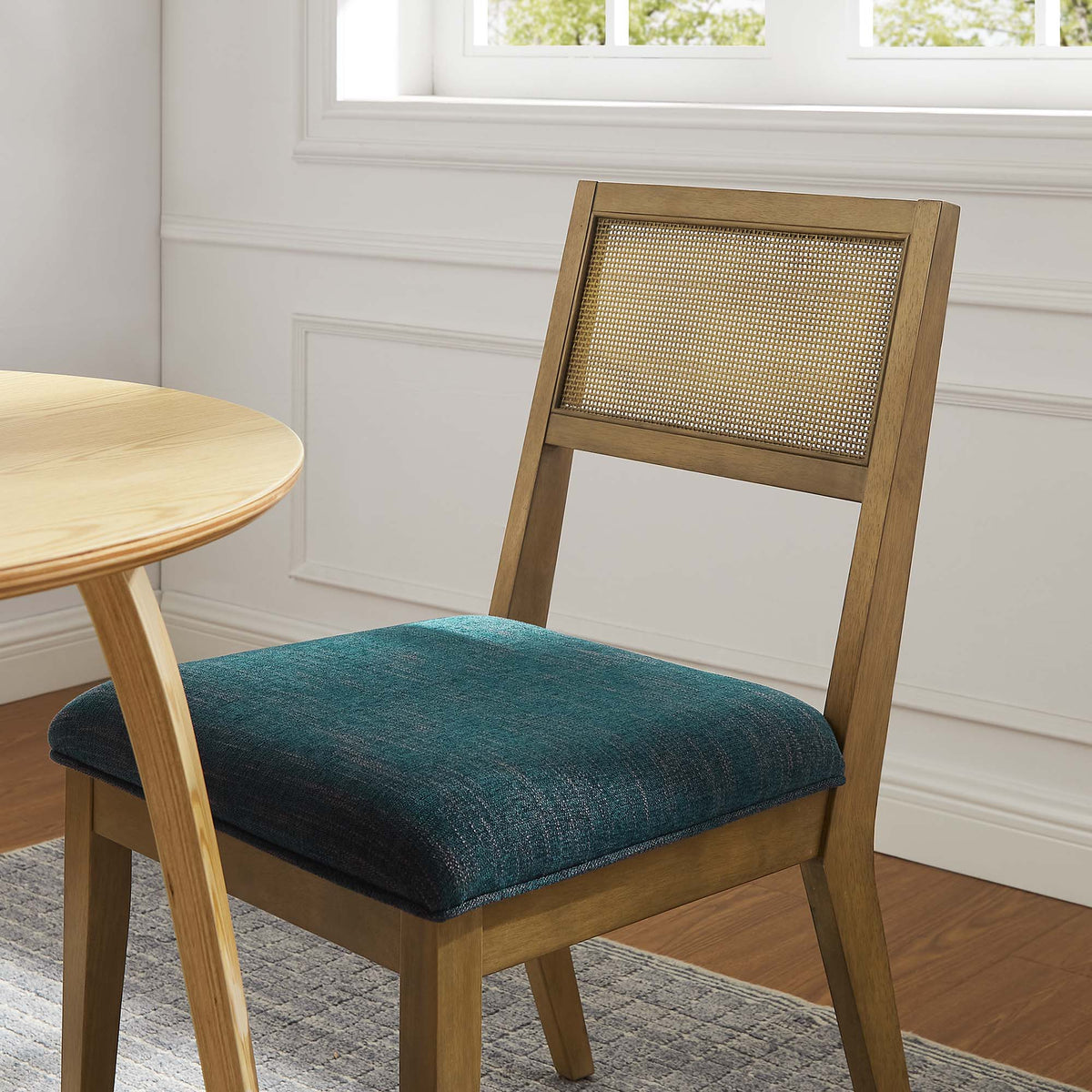 Nimba Faux Rattan Fabric Dining Chairs Set of 2 - Heathered Weave Azure