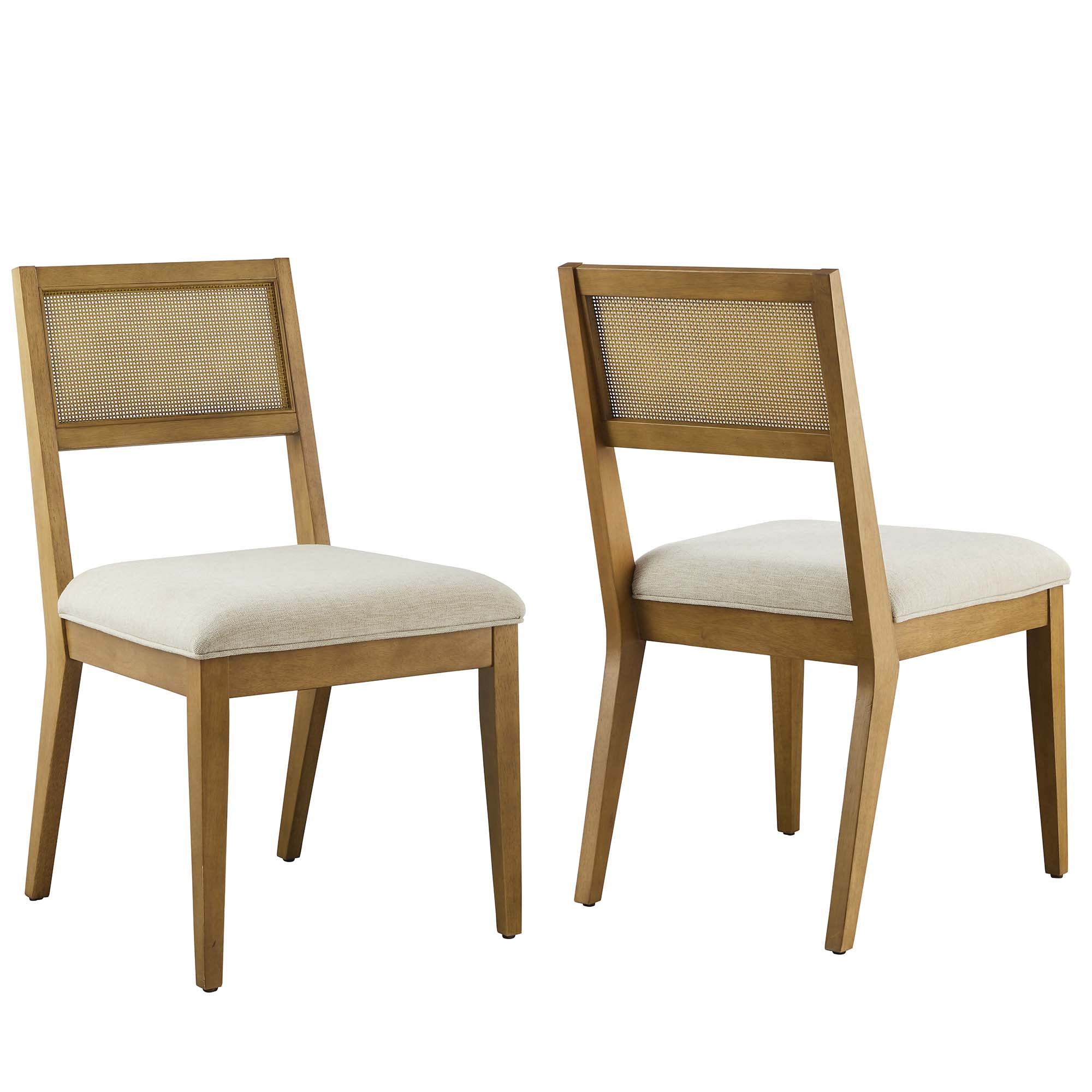 Nimba Faux Rattan Fabric Dining Chairs Set of 2 - Heathered Weave Ivory