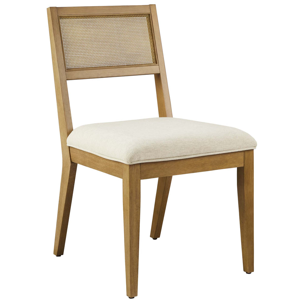Nimba Faux Rattan Fabric Dining Chairs Set of 2 - Heathered Weave Ivory