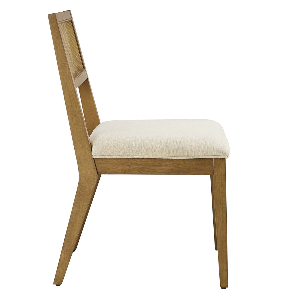 Nimba Faux Rattan Fabric Dining Chairs Set of 2 - Heathered Weave Ivory