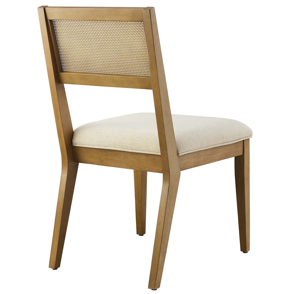 Nimba Faux Rattan Fabric Dining Chairs Set of 2 - Heathered Weave Ivory