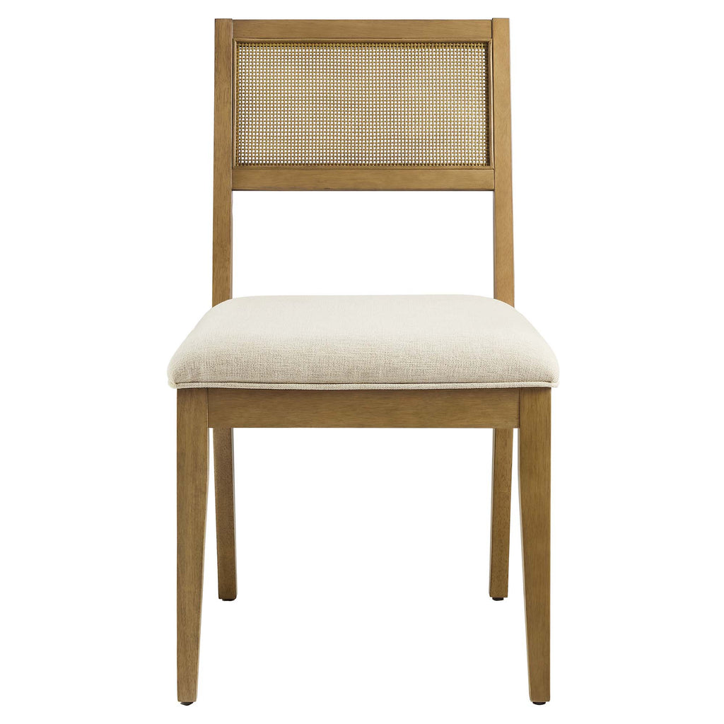 Nimba Faux Rattan Fabric Dining Chairs Set of 2 - Heathered Weave Ivory
