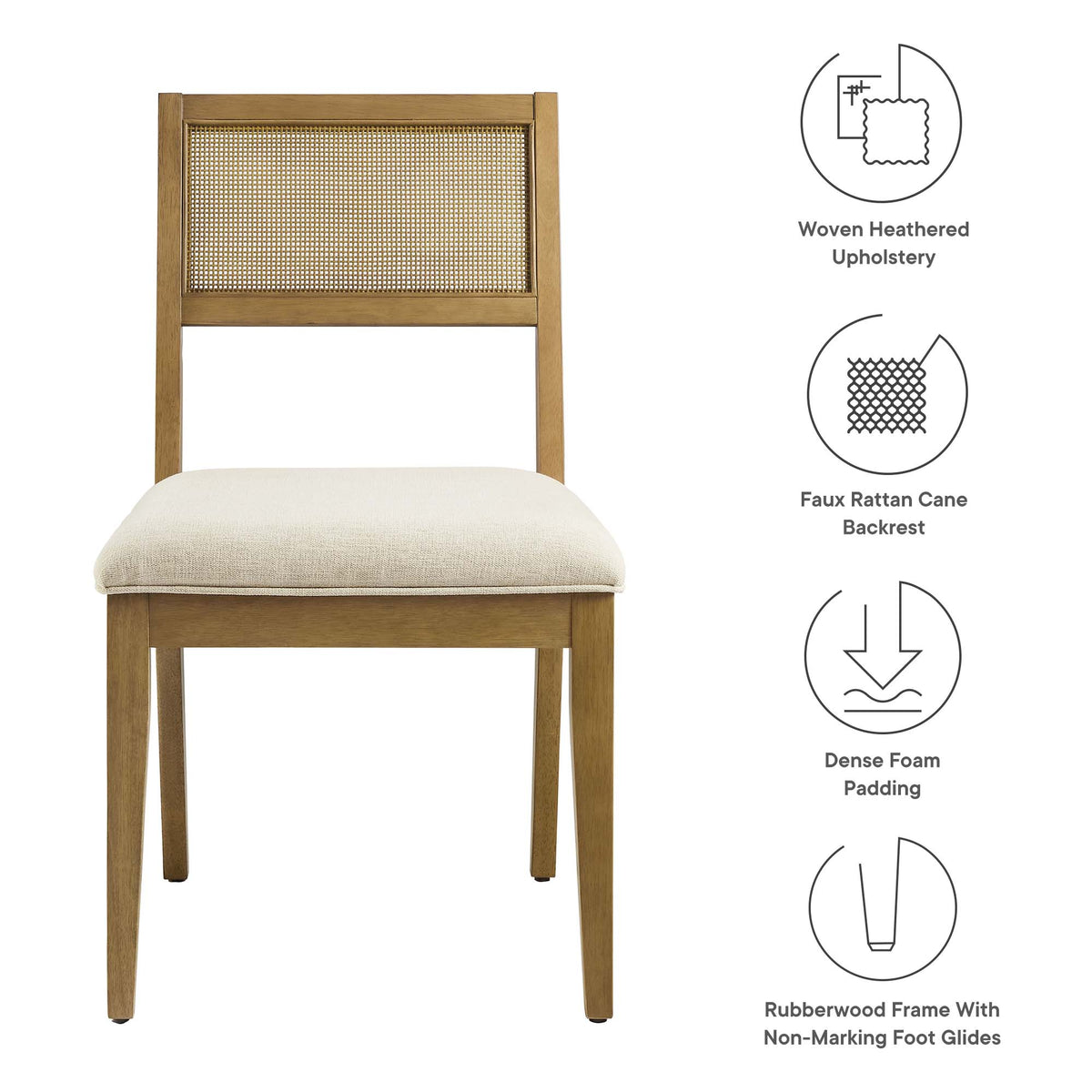 Nimba Faux Rattan Fabric Dining Chairs Set of 2 - Heathered Weave Ivory