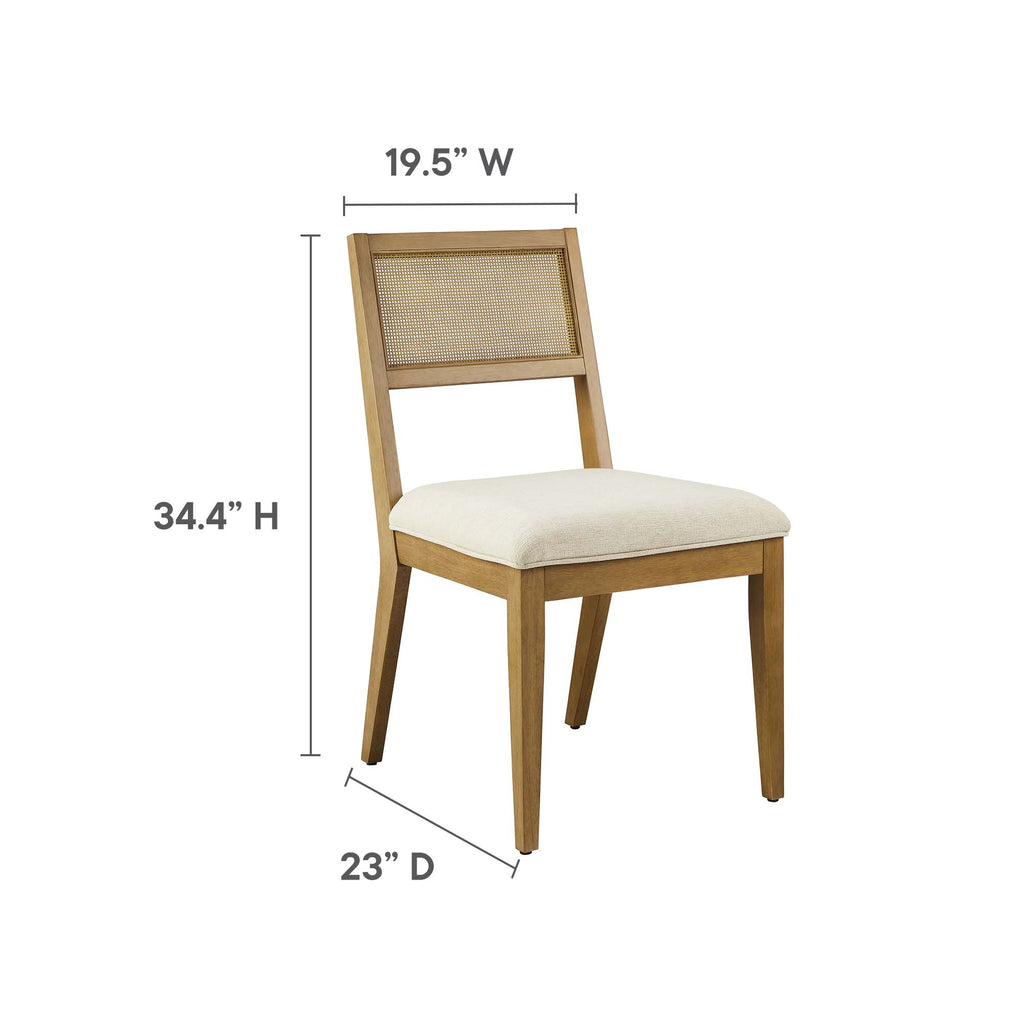 Nimba Faux Rattan Fabric Dining Chairs Set of 2 - Heathered Weave Ivory