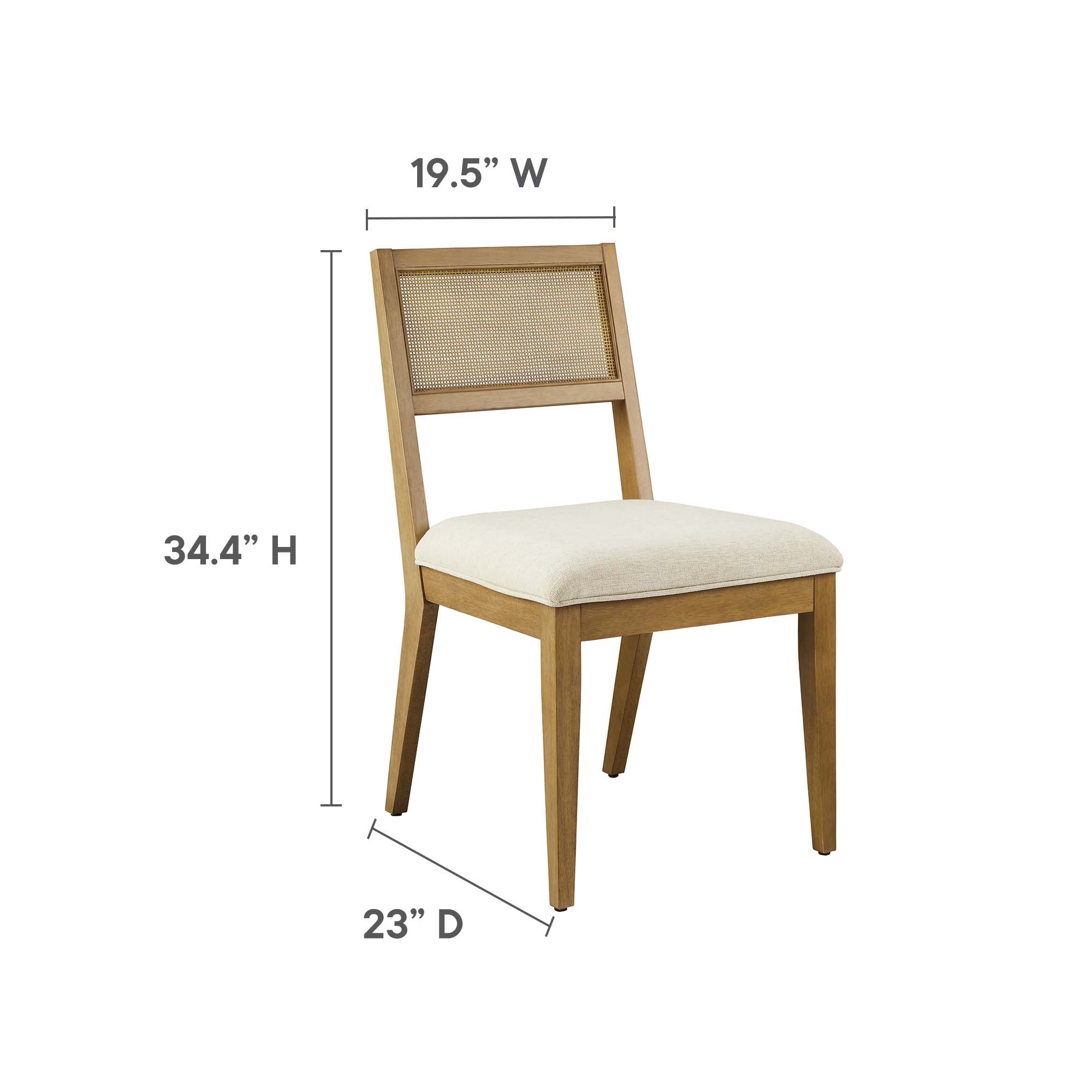 Nimba Faux Rattan Fabric Dining Chairs Set of 2 - Heathered Weave Ivory