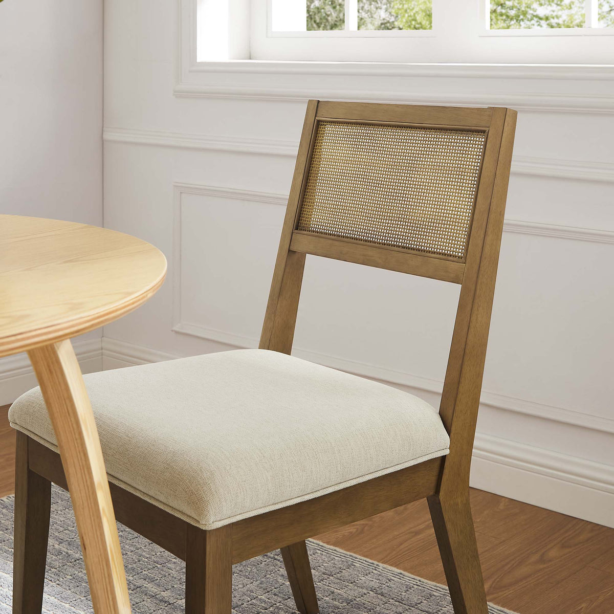 Nimba Faux Rattan Fabric Dining Chairs Set of 2 - Heathered Weave Ivory