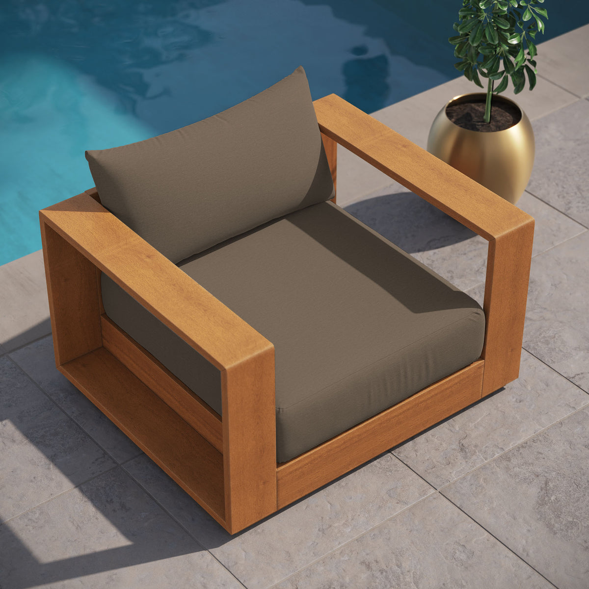 Tahoe Outdoor Patio Acacia Wood Chair - Natural Cocoa