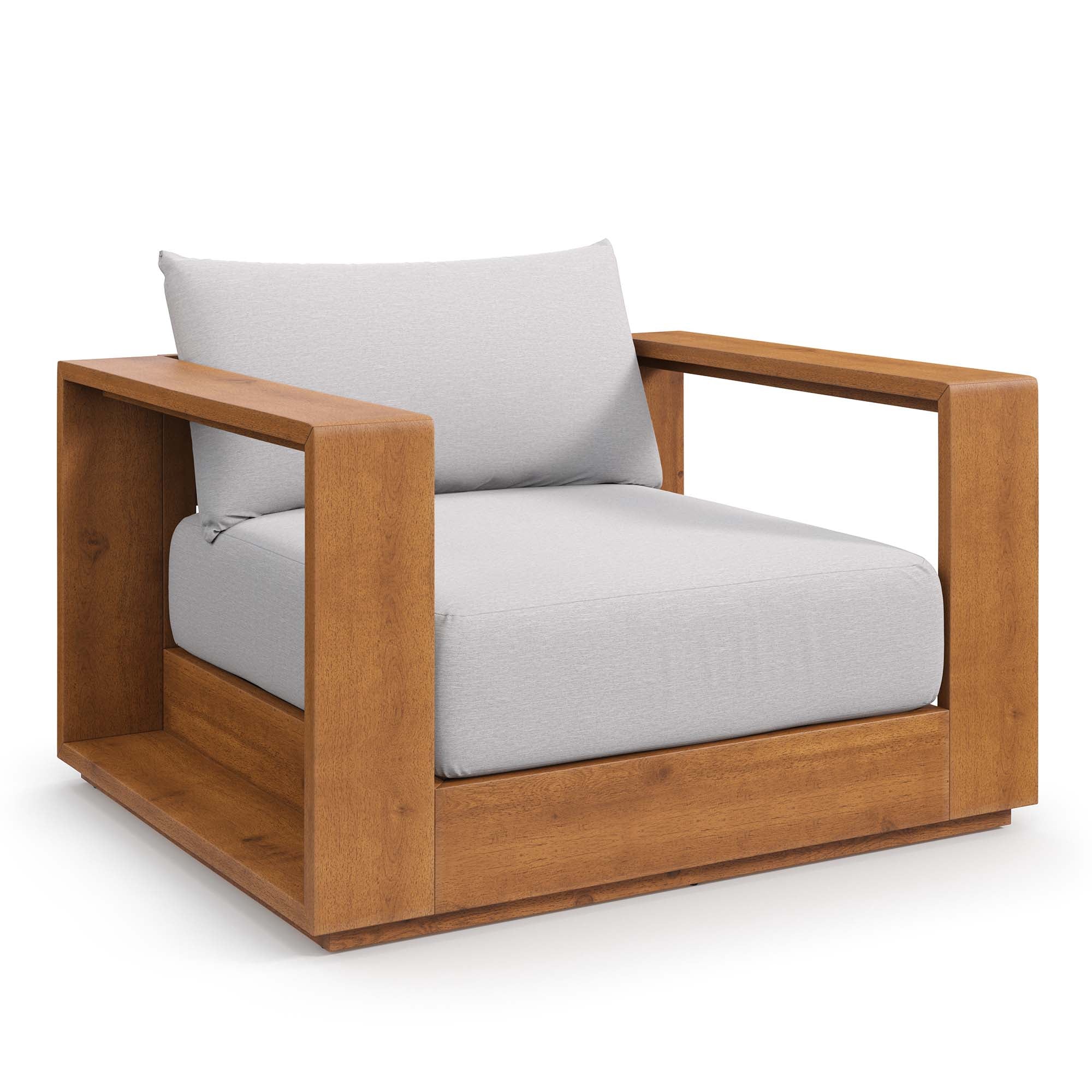 Tahoe Outdoor Patio Acacia Wood Chair - Natural Light Gray