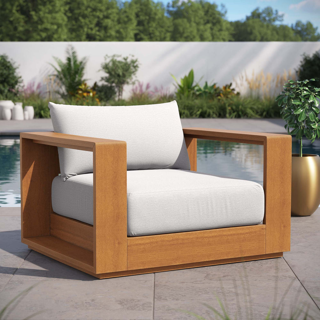 Tahoe Outdoor Patio Acacia Wood Chair - Natural Light Gray