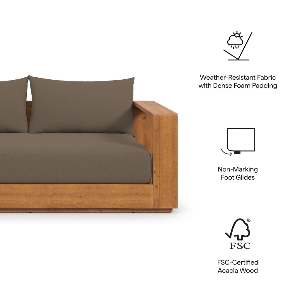Tahoe Acacia Wood Outdoor Patio Acacia Wood Loveseat - Natural Cocoa