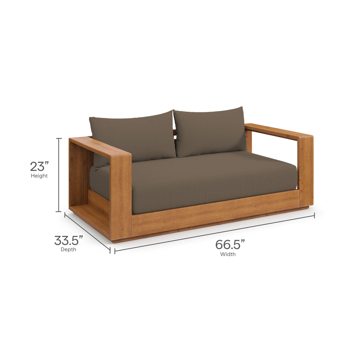 Tahoe Acacia Wood Outdoor Patio Acacia Wood Loveseat - Natural Cocoa