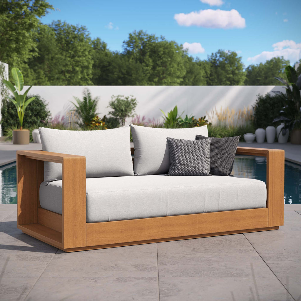 Tahoe Acacia Wood Outdoor Patio Acacia Wood Loveseat - Natural Light Gray