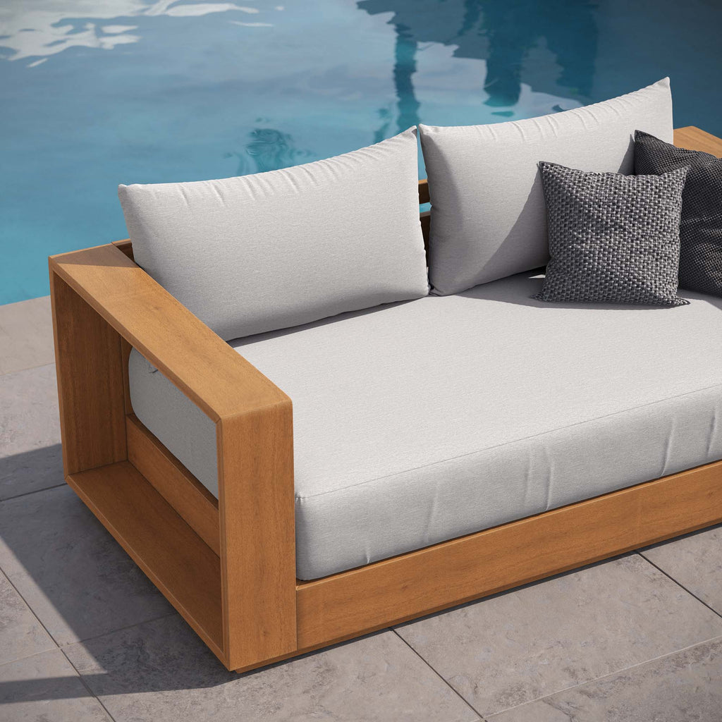 Tahoe Acacia Wood Outdoor Patio Acacia Wood Loveseat - Natural Light Gray