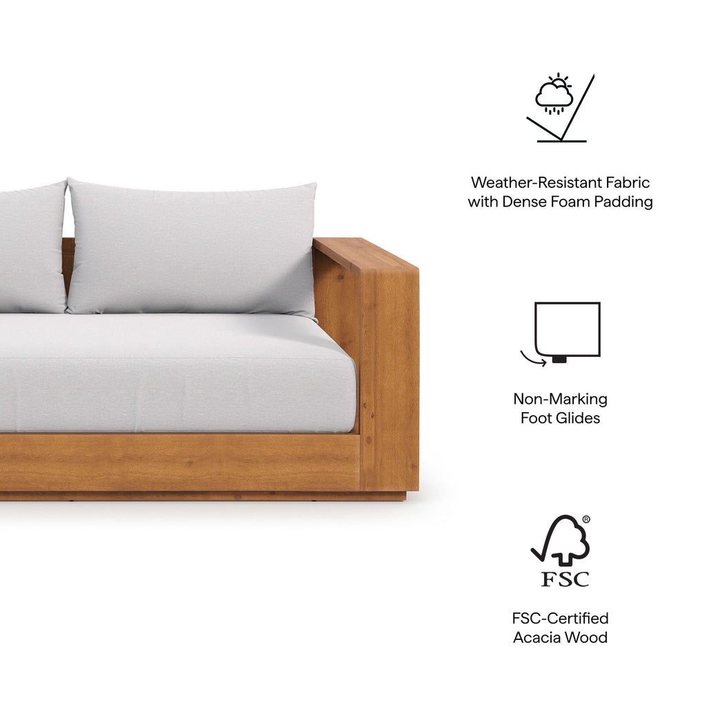 Tahoe Acacia Wood Outdoor Patio Acacia Wood Loveseat - Natural Light Gray