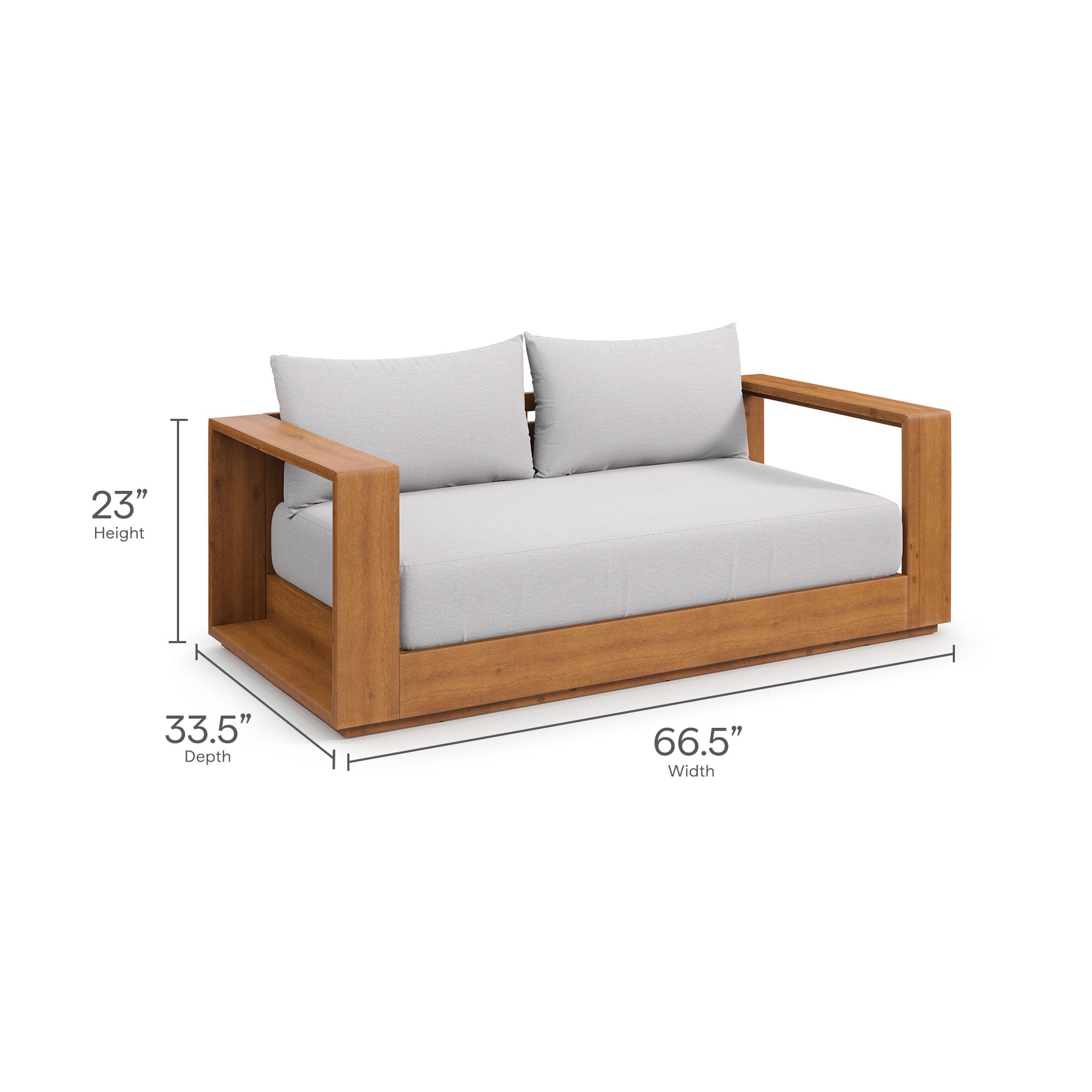 Tahoe Acacia Wood Outdoor Patio Acacia Wood Loveseat - Natural Light Gray