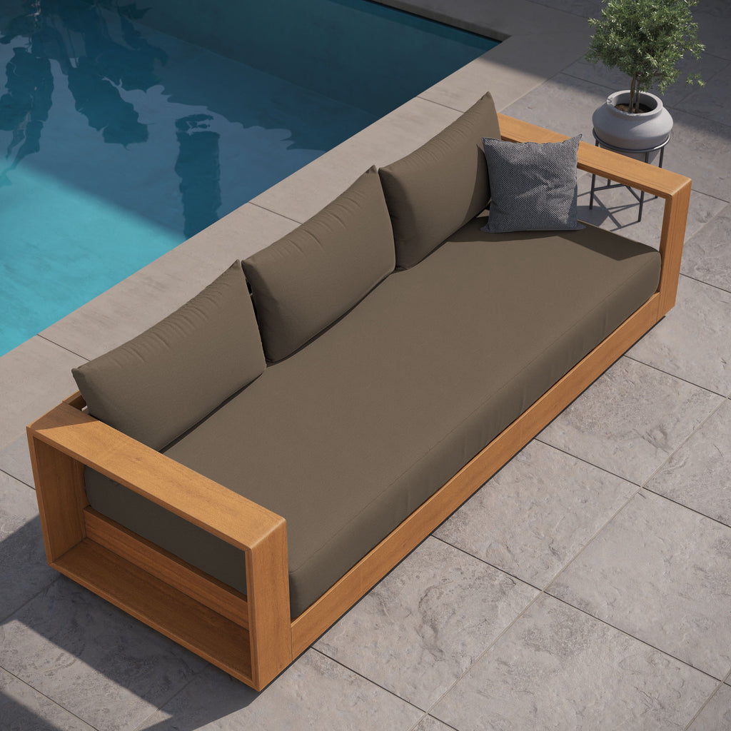 Tahoe Outdoor Patio Acacia Wood Sofa - Natural Cocoa