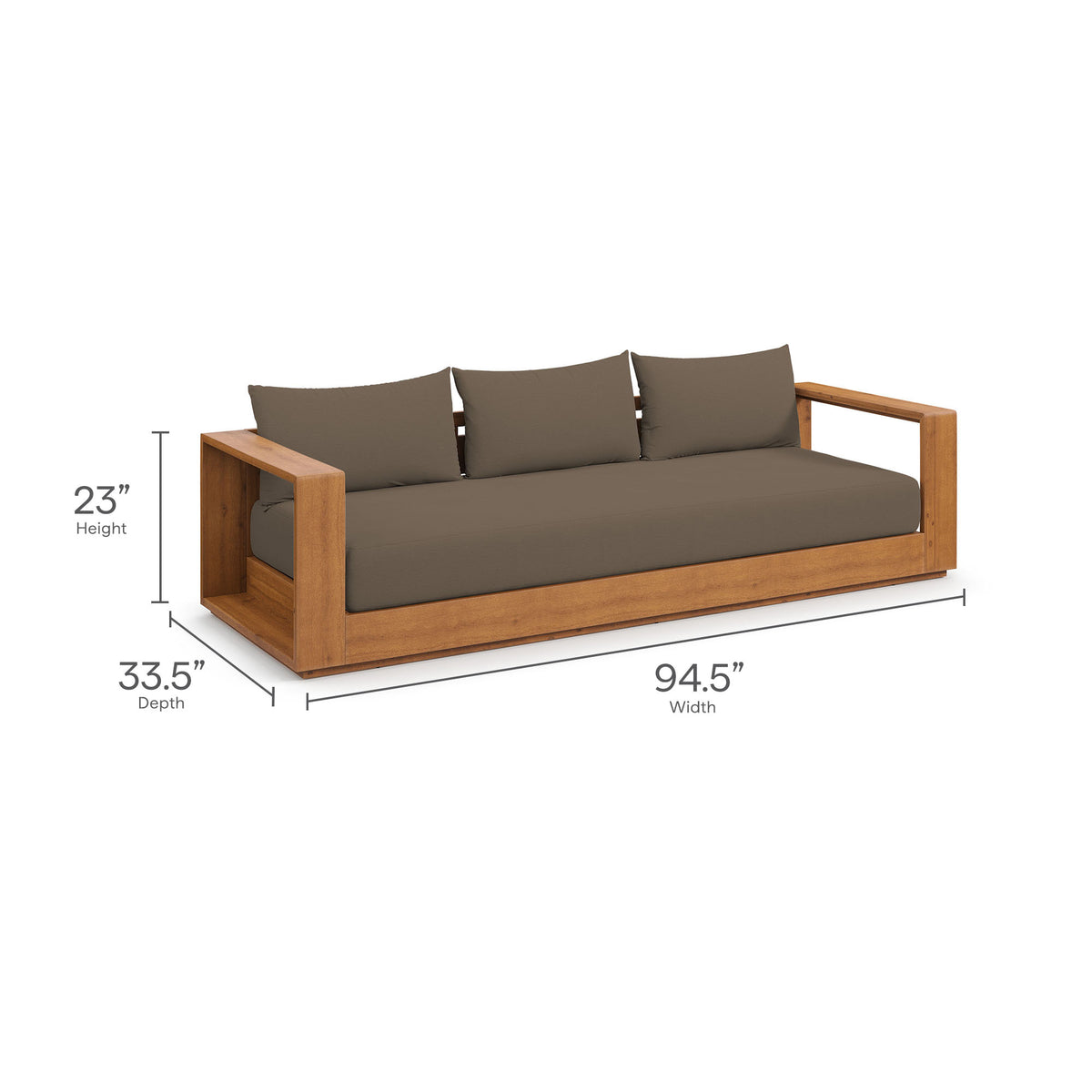 Tahoe Outdoor Patio Acacia Wood Sofa - Natural Cocoa