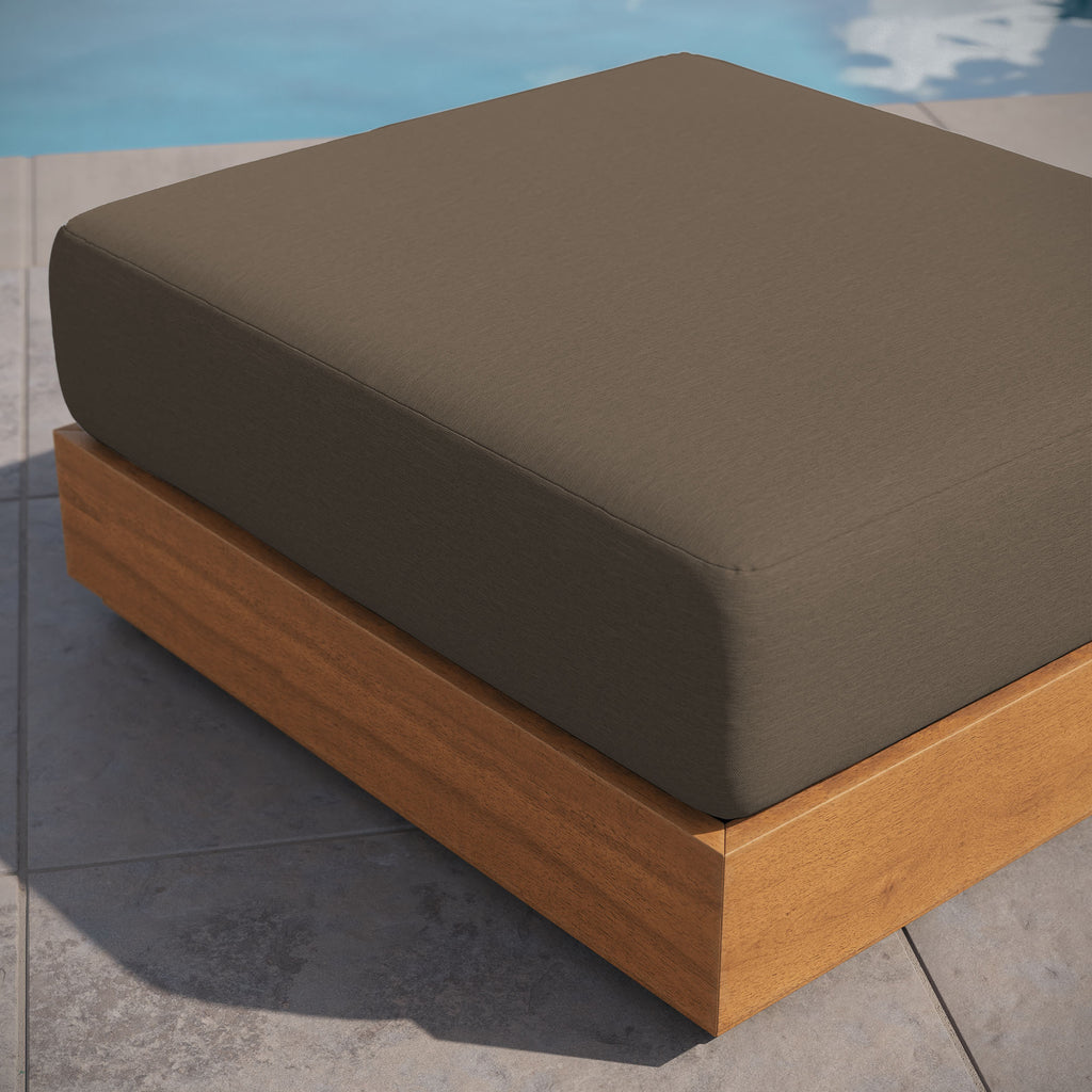 Tahoe Outdoor Patio Acacia Wood Ottoman - Natural Cocoa