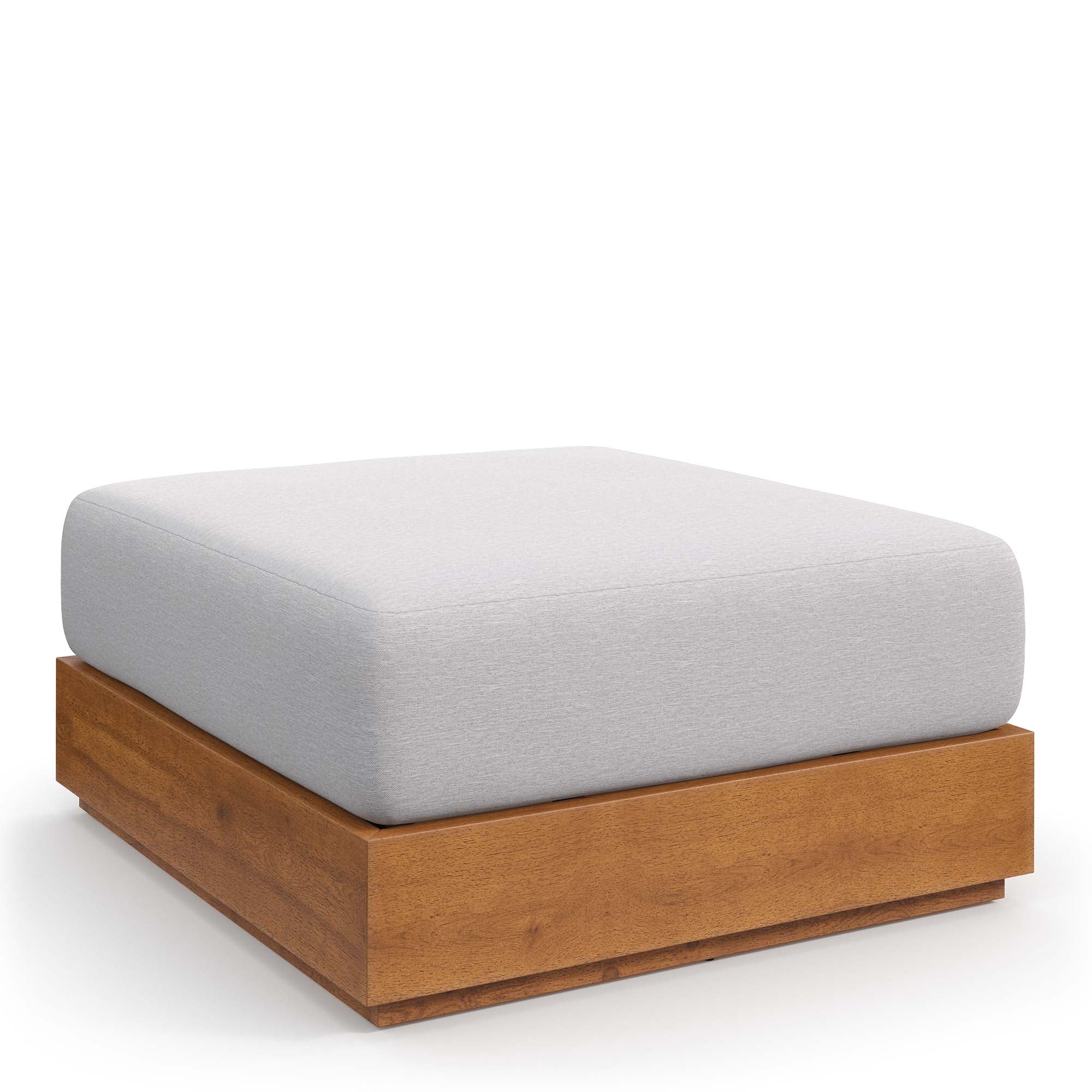 Tahoe Outdoor Patio Acacia Wood Ottoman - Natural Light Gray