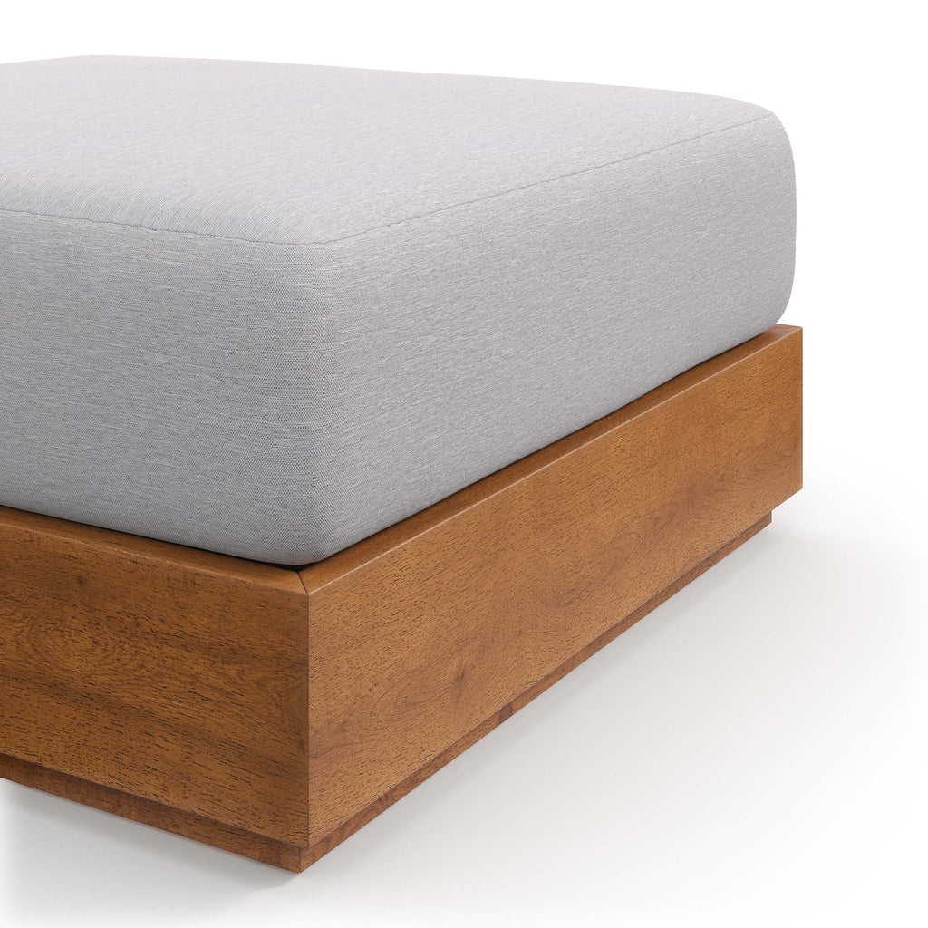 Tahoe Outdoor Patio Acacia Wood Ottoman - Natural Light Gray