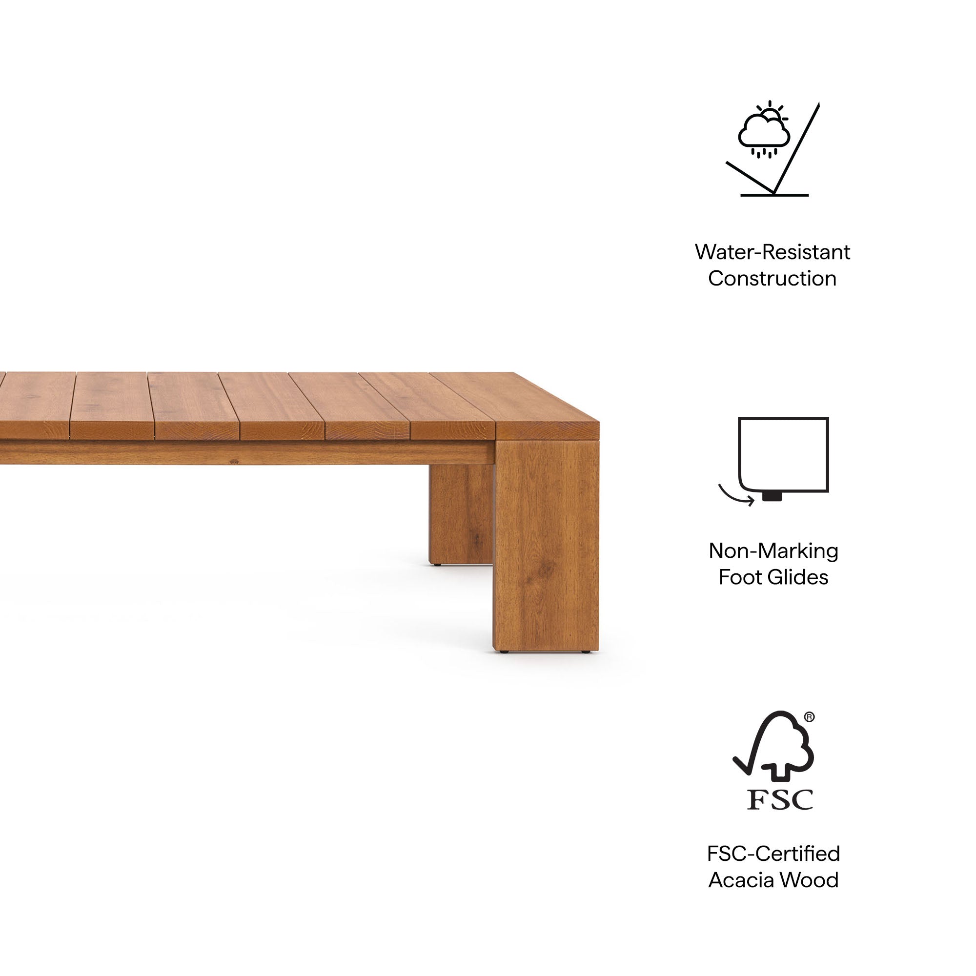 Tahoe Outdoor Patio Acacia Wood Coffee Table - Natural