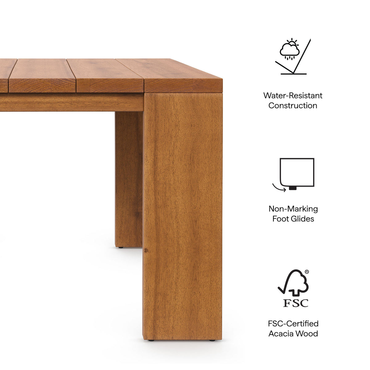 Tahoe Outdoor Patio Acacia Wood Side Table - Natural