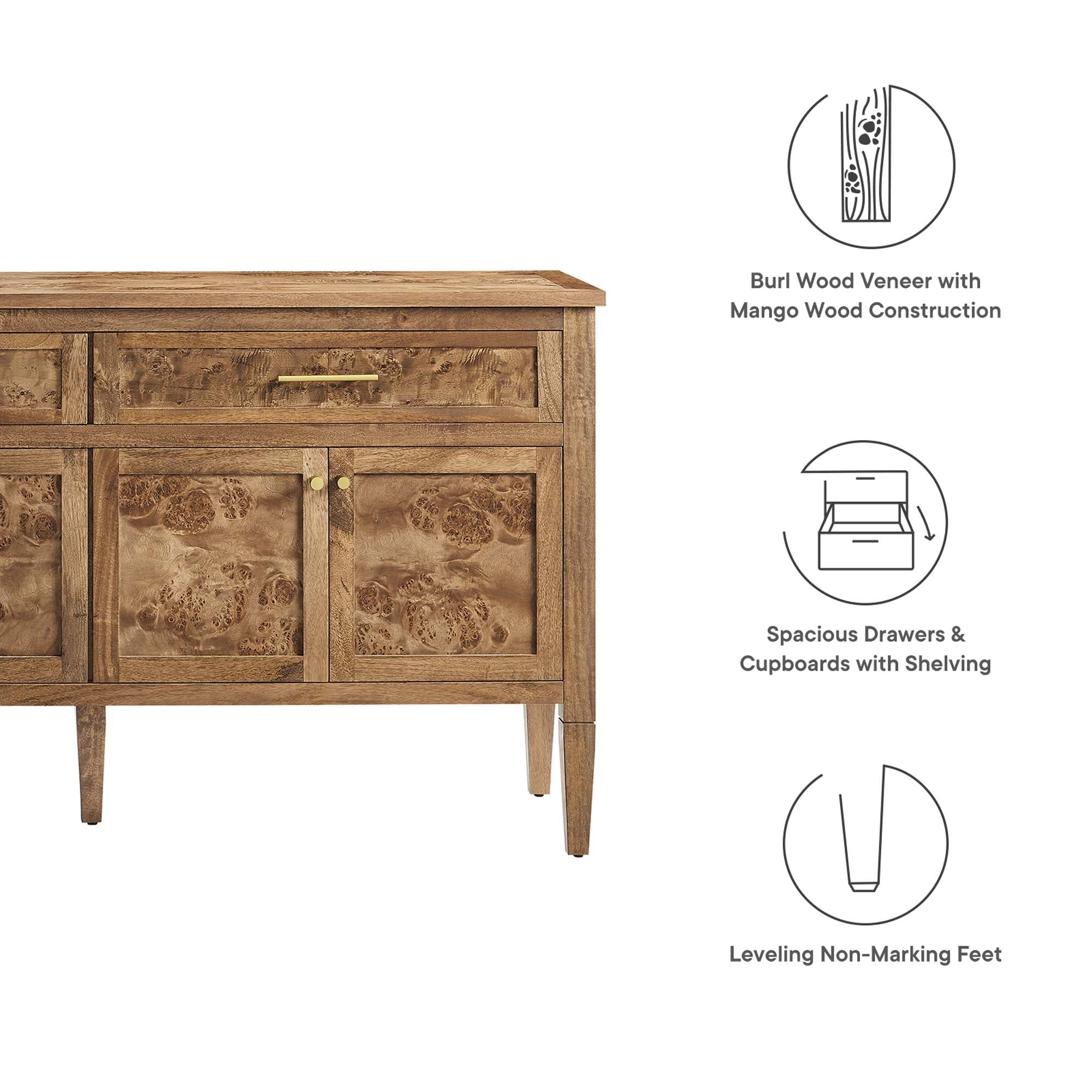 Elysian 62" Wood Sideboard - Brown