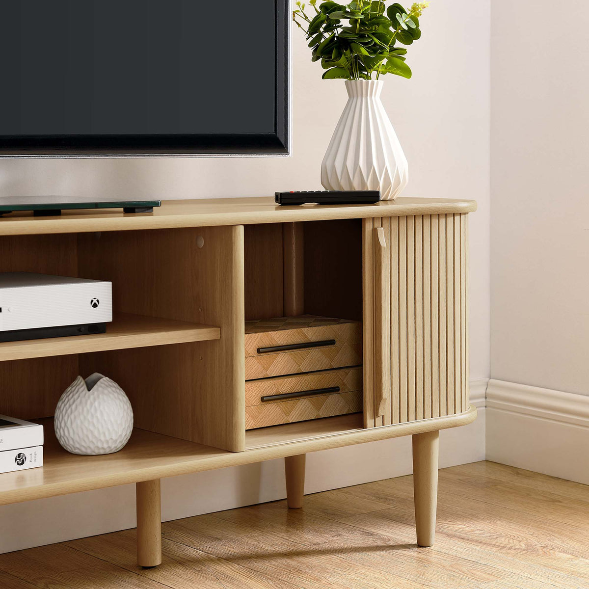 Contour 63" Wood TV Stand - Oak